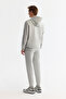 Men's Gray Hooded Collar Cotton Interlock Fabric Zippered Sweatshirt B 001102 - 4