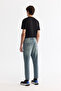Men's Light Khaki Classic Waist Khaki Vintage Washed Elastane Oslo Carrot Fit Jean Trousers A42Y3570 - 4