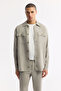 Men's Gray Classic Collar 100% Linen Comfort Fit Shirt Jacket A51Y2087 - 7