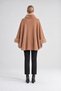 Fur Detailed Cashmere Poncho Camel - 3