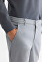 Men's Gray Slim Fit Trousers with Elastic Sides and Soft Buttons, Double Leg, A42Y3007 - 4