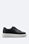 Men's Black 100% Leather Flexible Sole Casual Shoes B008000