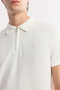 Men's White Polo Neck Textured Jacquard Regular Fit T-Shirt A51Y1019 - 2