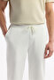 Men's White Elastic Waist Lace-Up Bi-Stretch Regular Fit Sweatpants A51Y3408 - 3