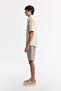Men's Beige Classic Collar Embroidered Cotton Short Sleeve Comfort Fit Shirt A51Y2097 - 3
