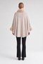Fur Detailed Cashmere Poncho Beige - 3