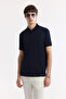 Men's Navy Blue Polo Neck Jacquard Regular Fit T-Shirt A51Y1090 - 5