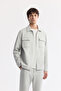 Men's Light Gray Classic Collar Cotton Jersey Comfort Fit Shirt Jacket A51Y2048