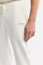 Men's White Elastic Waist Lace-Up Bi-Stretch Regular Fit Sweatpants A51Y3408 - 2