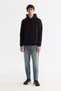 Men's Black Hooded 3 Thread Ruched Regular Fit Sweatshirt B001103 - 5