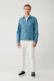 Men's Indigo Classic Collar Garment Dyed Pocketed Comfort Fit Denim Jacket A41Y6020 - 5