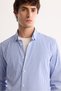 Men's Blue Button-Down Collar Easy-Iron Slim Fit Shirt A42Y2134 - 3