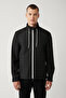 Men's Black Stand Collar Quilted Front Lace-Up Water Repellent Comfort Fit Coat A41Y6000 - 3