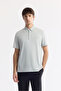 Men's Gray Non-Curling Polo Neck Bi-Stretch Technical Fabric Regular Fit T-Shirt A51Y1156