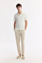 Men's Ecru Apaj Collar Cotton Jacquard Regular Fit T-Shirt A51Y1053 - 6