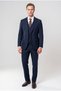 Ds Groom Slim Fit Navy Blue Dobby Suit with Vest - 4