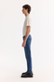Men's Navy Blue Classic Waist Vintage Washed Elastane Berlin Slim Fit Jean Trousers A42Y3519 - 4