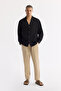 Men's Black V-Neck 100% Linen Comfort Fit Shirt A51Y2105 - 6