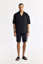 Men's Black Polo Collar Soft Touch Short Sleeve Comfort Fit Shirt A51Y2140 - 5