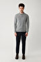 Men's Gray Zippered Wool Striped Knitwear Sweater A32Y5094 - 6