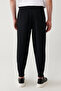 Men's Black Classic Waist Pleated Knitted Trousers A41Y3075 - 5