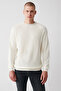 Men's Ecru Crew Neck Raglan Sleeve Knitwear Sweater A32Y5155 - 3
