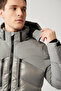 Men's Gray Goose down Water Repellent and Windproof Detachable Hooded Puffer Coat with Carrying Strap A32Y - 8