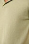 Men's Light Khaki Apaj Collar Textured Regular Fit Knitwear T-Shirt A41Y5066 - 6