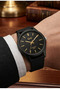 Men's Black Silicone Cord Black Dial Quartz Wrist Watch with 2 Year Warranty - 2