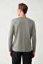 Men's Gray Crew Neck Cotton Textured Knitwear Sweater A32Y5133 - 4