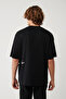 Men's Black 100% Cotton Crew Neck Printed Oversize Fit T-Shirt A41Y1038 - 4