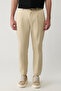 Men's Beige Cotton Classic Waist Relaxed Fit Trousers A41Y3037 - 4