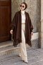 Liva Women's Tasseled Oversize Knitwear Poncho Brown - 4