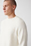 Men's Ecru Crew Neck Raglan Sleeve Knitwear Sweater A32Y5155 - 2