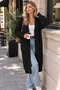 Women's Black Patterned Thick Long Knitwear Cardigan