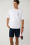 Men's White 100% Cotton Crew Neck Printed Cotton Oversize Fit T-Shirt A41Y1378