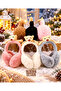 Mink Color Foldable Furry Plush Headphones with Polar Teddy Bear Figure - 3