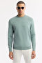 Men's Nile Green Crew Neck Textured Rayon Non-Pilling Regular Fit Knitwear Sweater A51Y5022 - 5