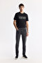 Men's Anthracite Classic Waist Cotton Stone Washed Berlin Slim Fit Jean Trousers A51Y3513 - 9