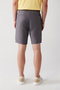 Men's Anthracite 100% Cotton Side Pocket Elastic Waist Linen Textured Relaxed Fit Shorts E003603 - 4