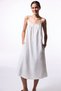 White Natural Linen Square Neck Long Dress - 6