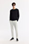 Men's Black Crew Neck Textured Rayon Non-Pilling Regular Fit Knitwear Sweater A51Y5156 - 6