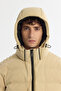 Men's Beige Hooded Goose down Water Repellent Windproof Comfort Fit Coat with Thermometer A42Y6157 - 5