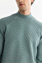 Men's Nile Green Half Turtleneck Soft Touch Knitwear Regular Fit Sweater A42Y5023 - 2