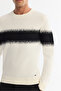 Men's Black Crew Neck Striped Soft Touch Knitwear Regular Fit Sweater A42Y5055 - 2