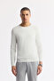 Men's Ecru Crew Neck Textured Rayon Non-Pilling Regular Fit Knitwear Sweater A51Y5156