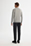 Men's Gray Zippered Stand Collar Soft Touch Knitwear Regular Fit Sweater A42Y5056 - 4