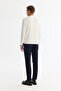 Men's Ecru Zippered Polo Collar Rayon Non-Pilling Regular Fit Knitwear Sweater A42Y5009 - 4