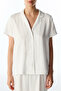 Off-White Sophia Satin Striped Short Sleeve Shirt Pants Pajama Set - 5