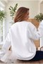 Women's White City of Angels Printed 0 Zero Neck Oversize Loose Fit Fleece Sweatshirt - 2